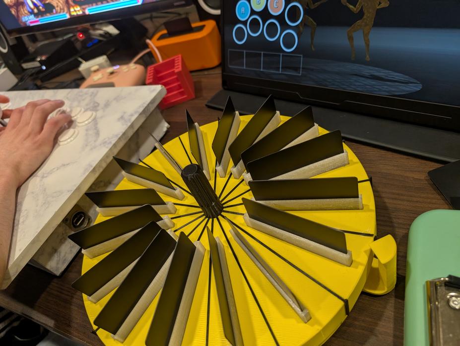 Card roulette wheel, completely populated with plain black cards.