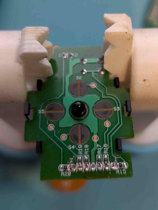 Trigger and D-pad PCB with the ribbon cable desoldered.