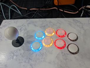 Closeup of the RGB lighted buttons.